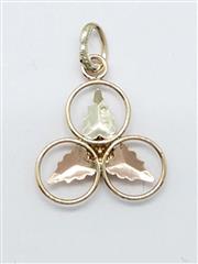 10K Solid Tri-color Black Hills Gold 3 Leaf Pendant